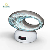 Moderne ovale lamp met islamitisch ontwerp, verlicht in blauw voor Koran speaker SQ606